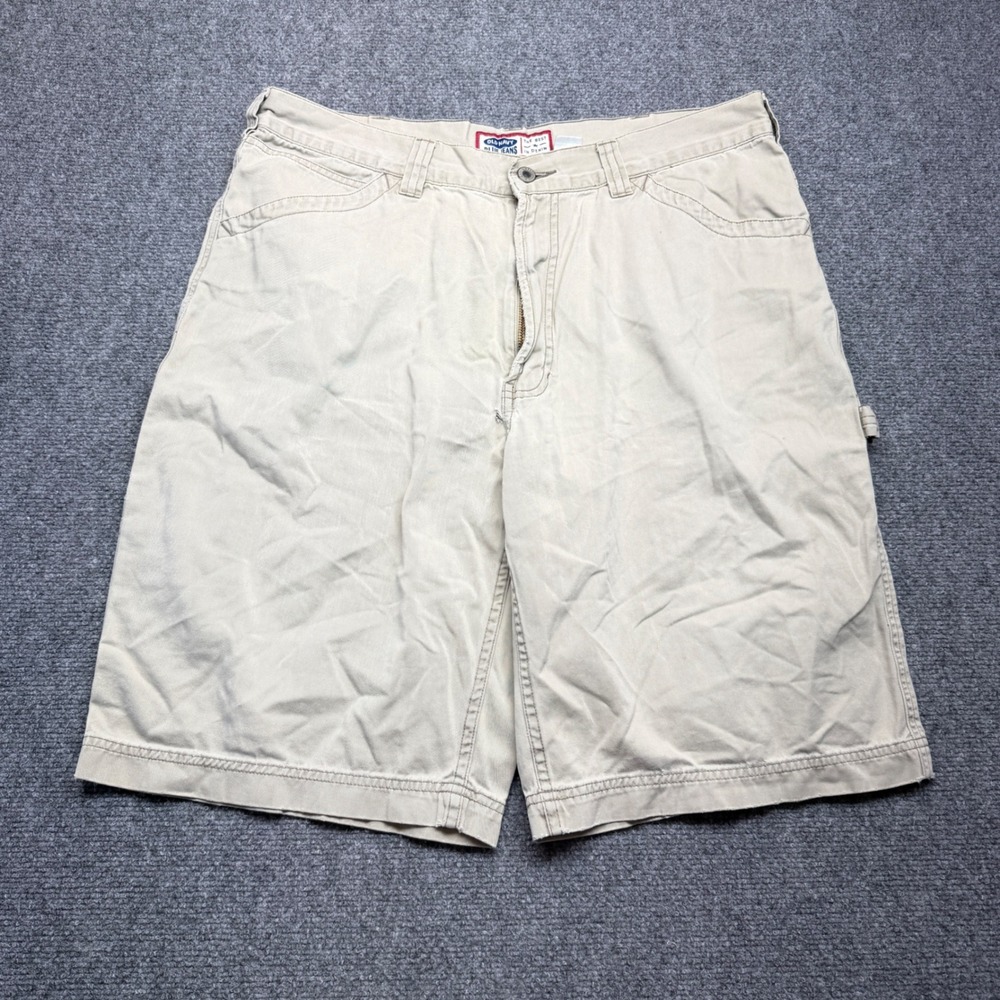 Old Navy Mens Carpenter Shorts 33 Khaki Tan Cotton Twill Utility Workwear